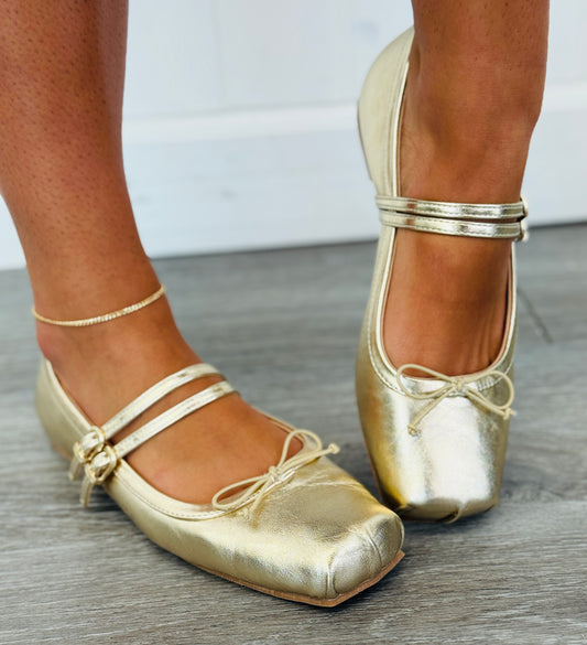 Gold Standing Ovation Flats