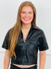 Black Faux Leather Short Sleeve Top (Reg.)