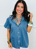 Denim Rhinestone Sparkle Blouse (Reg & Plus)