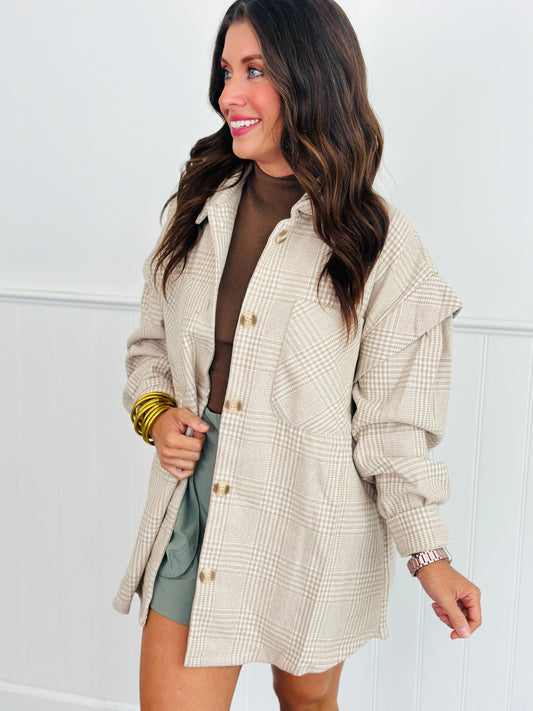 Sand Plaid Shacket (Reg)