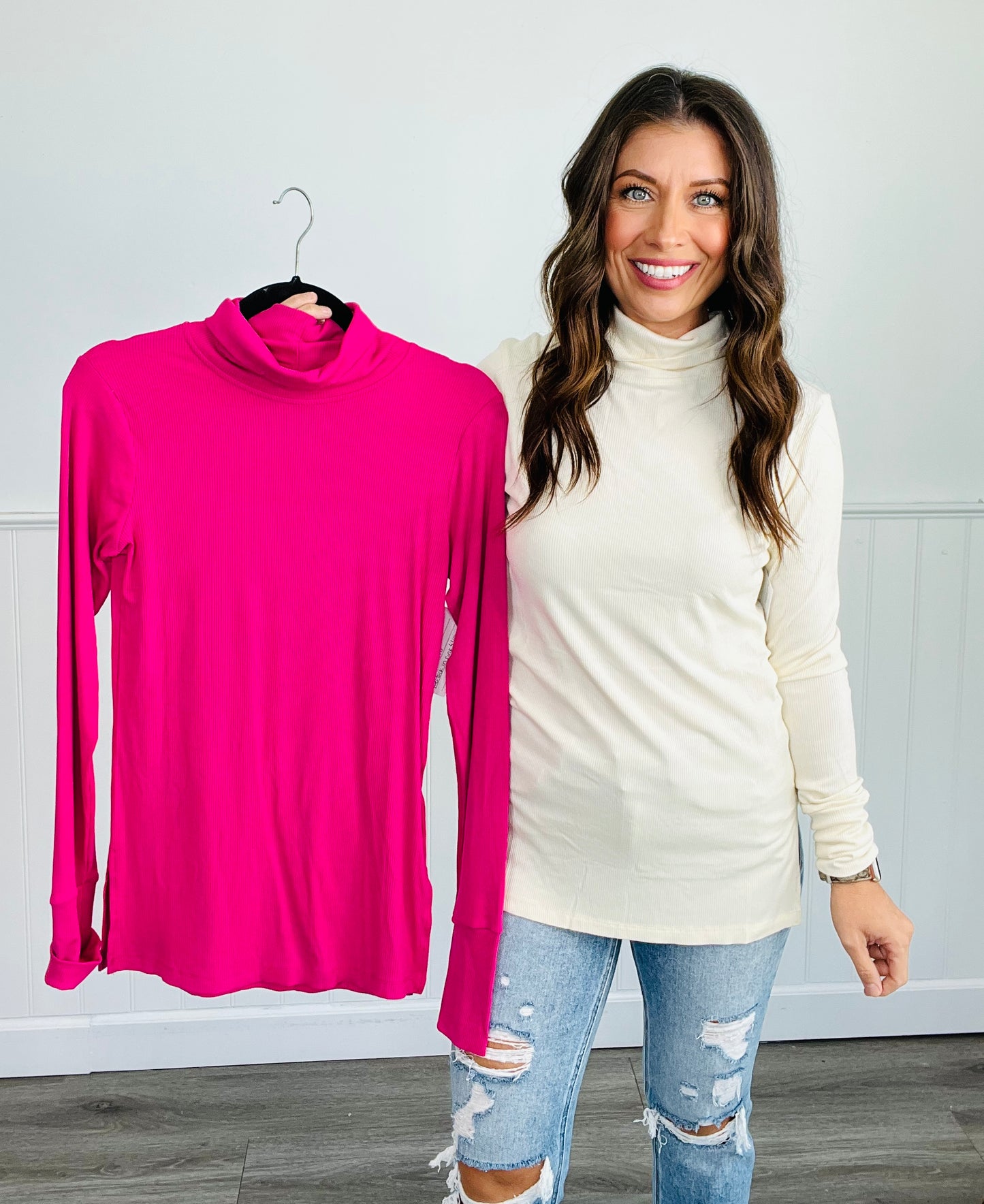 Fitted Turtleneck Top (Reg & Plus) - 4 Colors