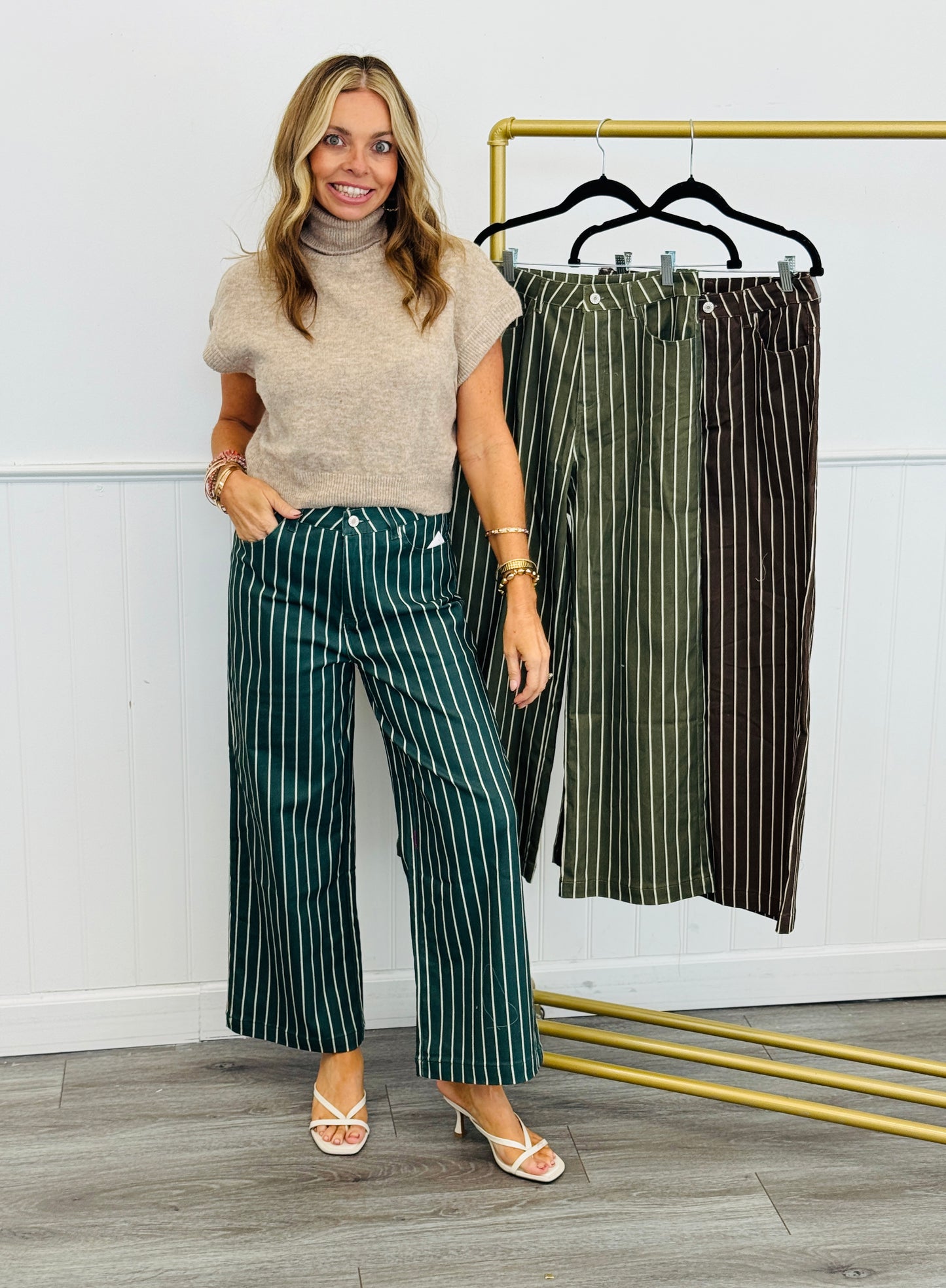 Pinstriped Wide Leg Pants (Reg.) - 3 Colors