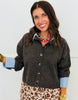 Brown/Light Blue Contrast Trim Sweater (Reg.)