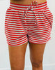 Red Striped Lounge Shorts Set (Reg and Plus)