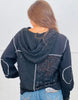 POL Black Balloon Sleeve Lace Shacket
