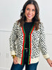 Animal Print Stripe Trim Button Down Cardigan (Reg.)