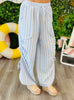 Peri Blue Striped Side Ruched Pants (Reg.)
