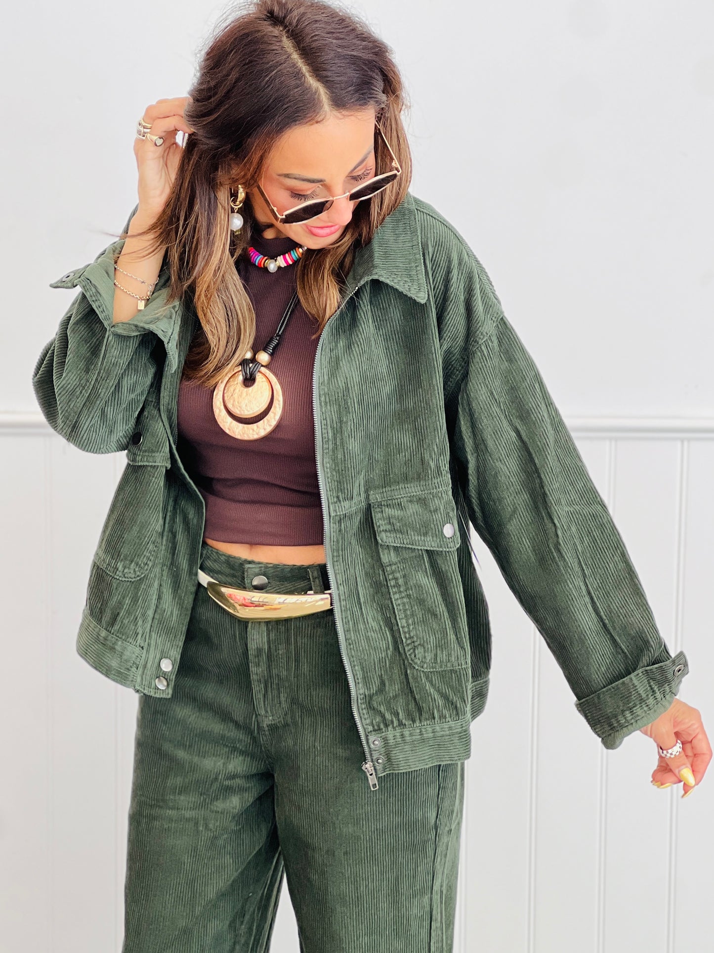 Deep Olive Corduroy Jacket (Reg.)