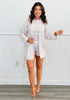 Pink Bow Print Brushed Short Robe (Reg)