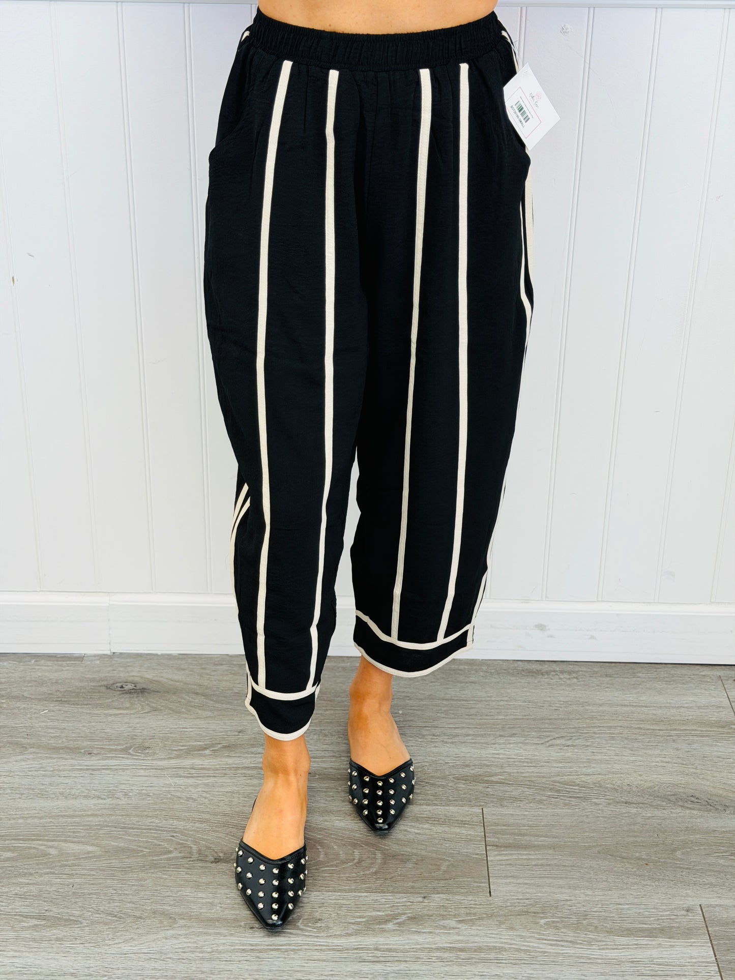 Black Harlem Striped Pants (Reg & Plus)