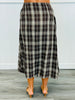 Dark Walnut Combo Plaid Wrap Midi Skirt (Reg & Plus)