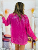 Fuchsia Sequin Button Up Blouse (Reg.)
