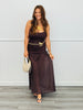 Brown Sleeveless Sheer Midi Dress (Reg.)