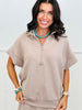 Modal Scuba Quarter Zip Short Sleeve Top (Reg. & Plus) - 6 Colors
