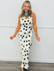 Cream Polka Dot Satin Maxi Dress (Reg.)