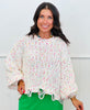 POL White/Pink Distressed Hem Sweater (Reg.)