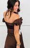 Chocolate Satin Lace Trim Mini Dress (Reg.)