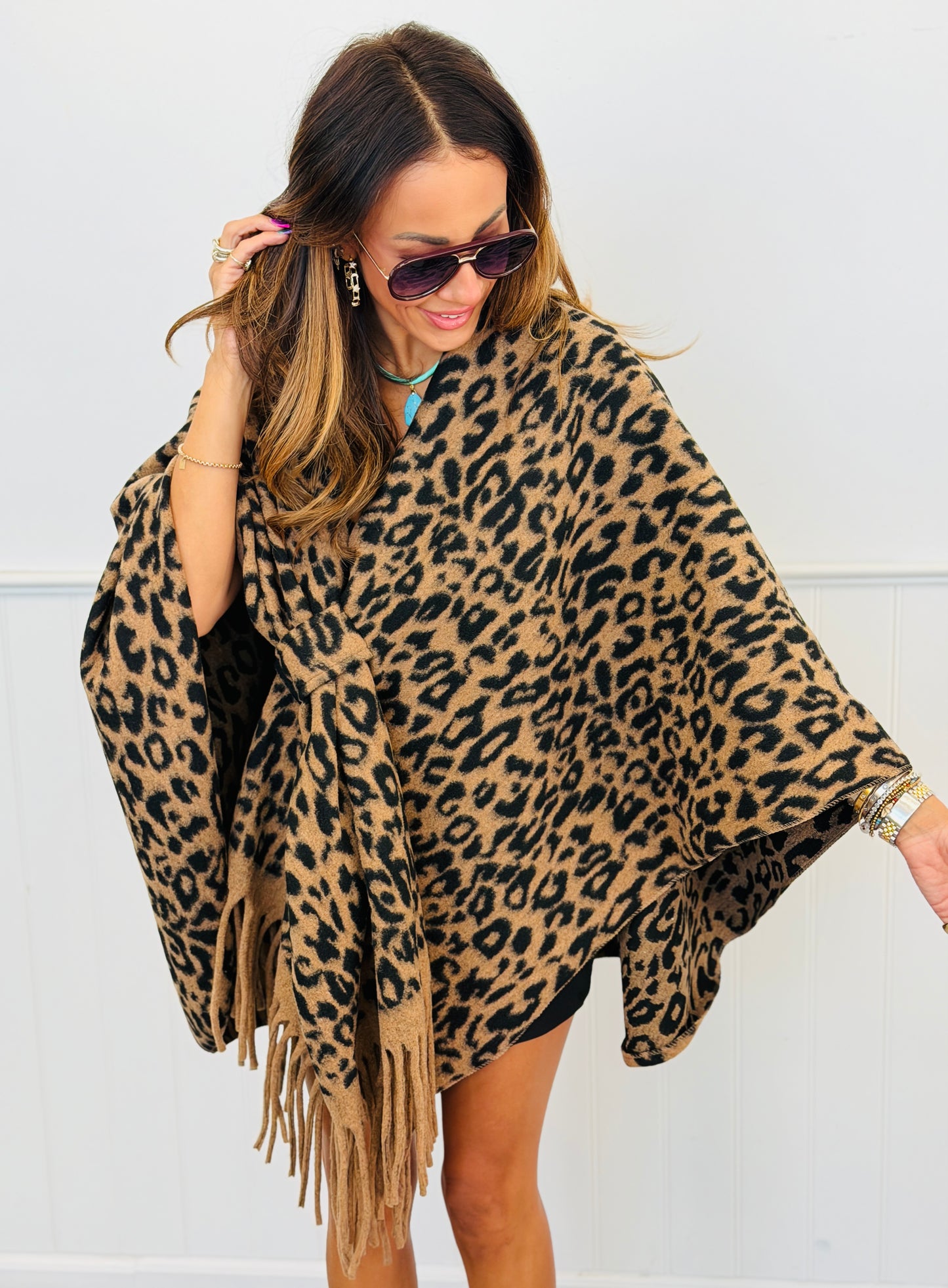 Leopard Wrapped in Style Poncho (OS)