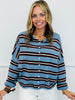 Gigi Dusty Blue Striped Cardigan (Reg.)