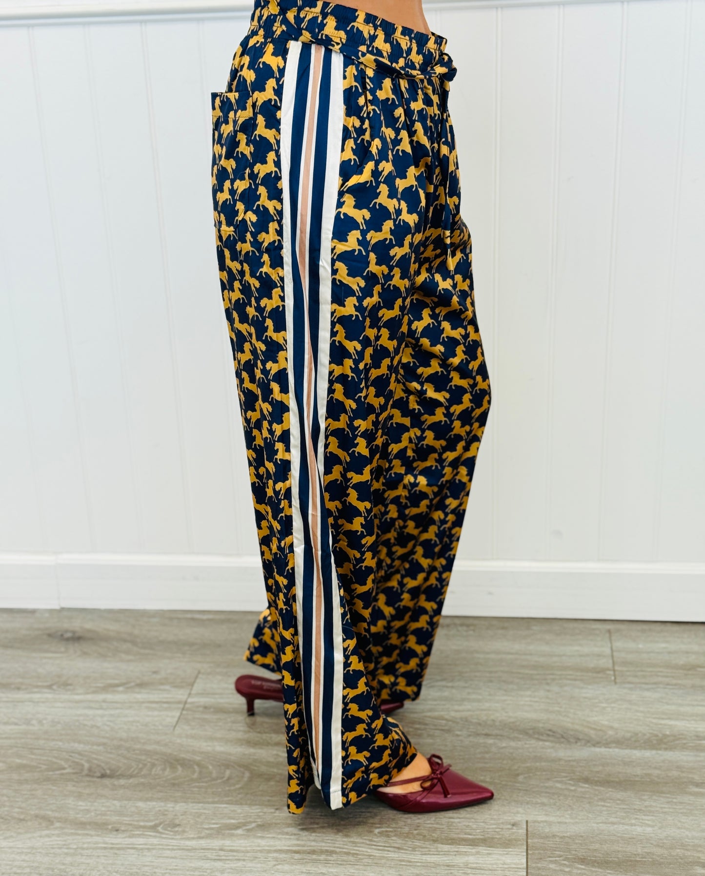 Horse Print Side Stripe Pants (Reg.) - 3 Colors
