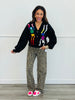 Queen Of Sparkles Black Rainbow Skeleton Button Up Cardigan (Reg. and Plus)