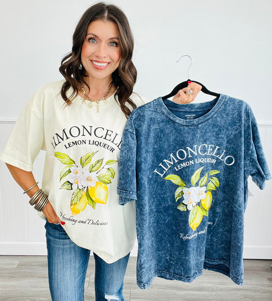 Lemoncello Rhinestone Graphic Tee (One Size)-2 Colors