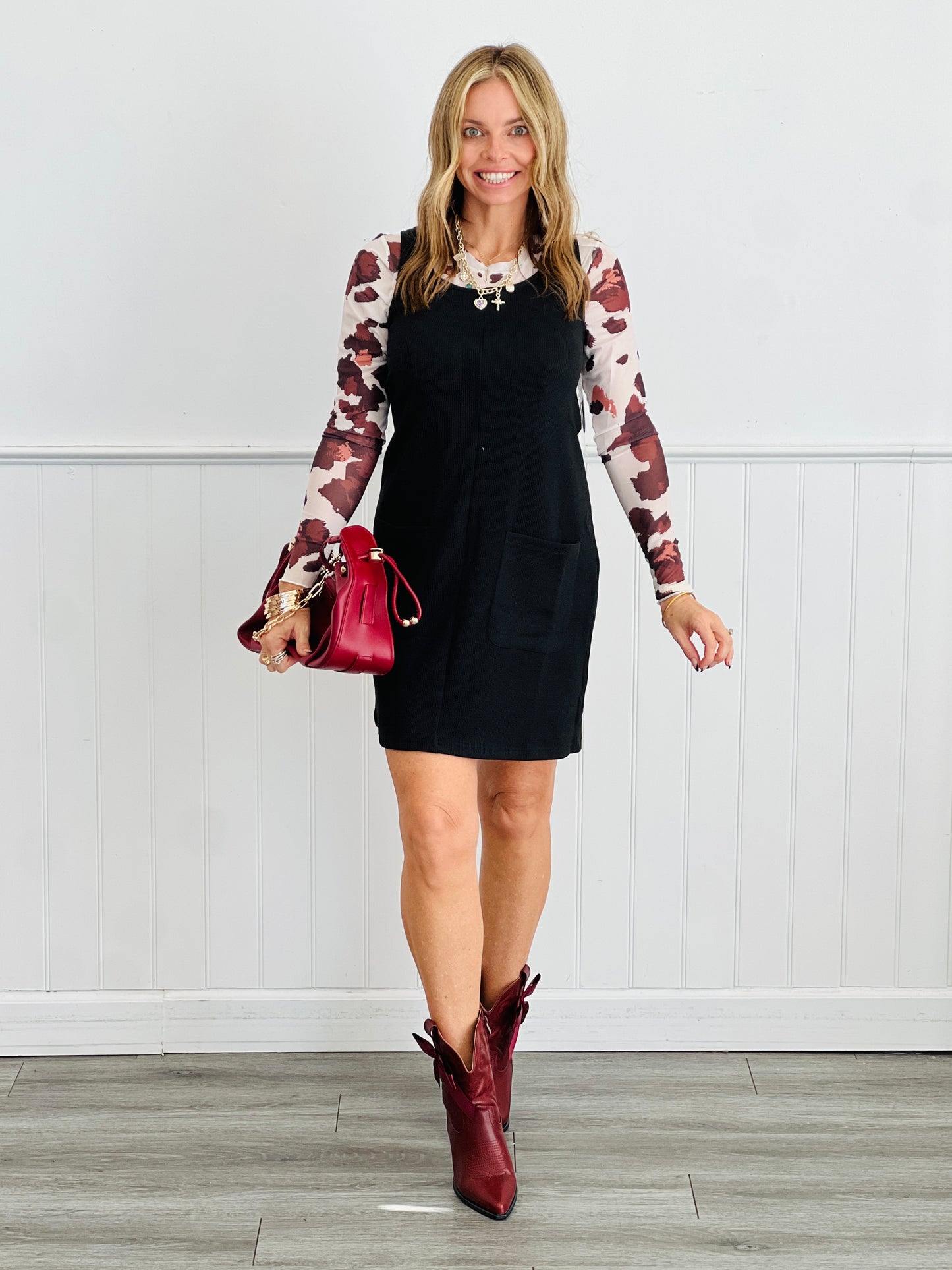 Black Rory Ribbed Jumper Dress (Reg. and Plus)