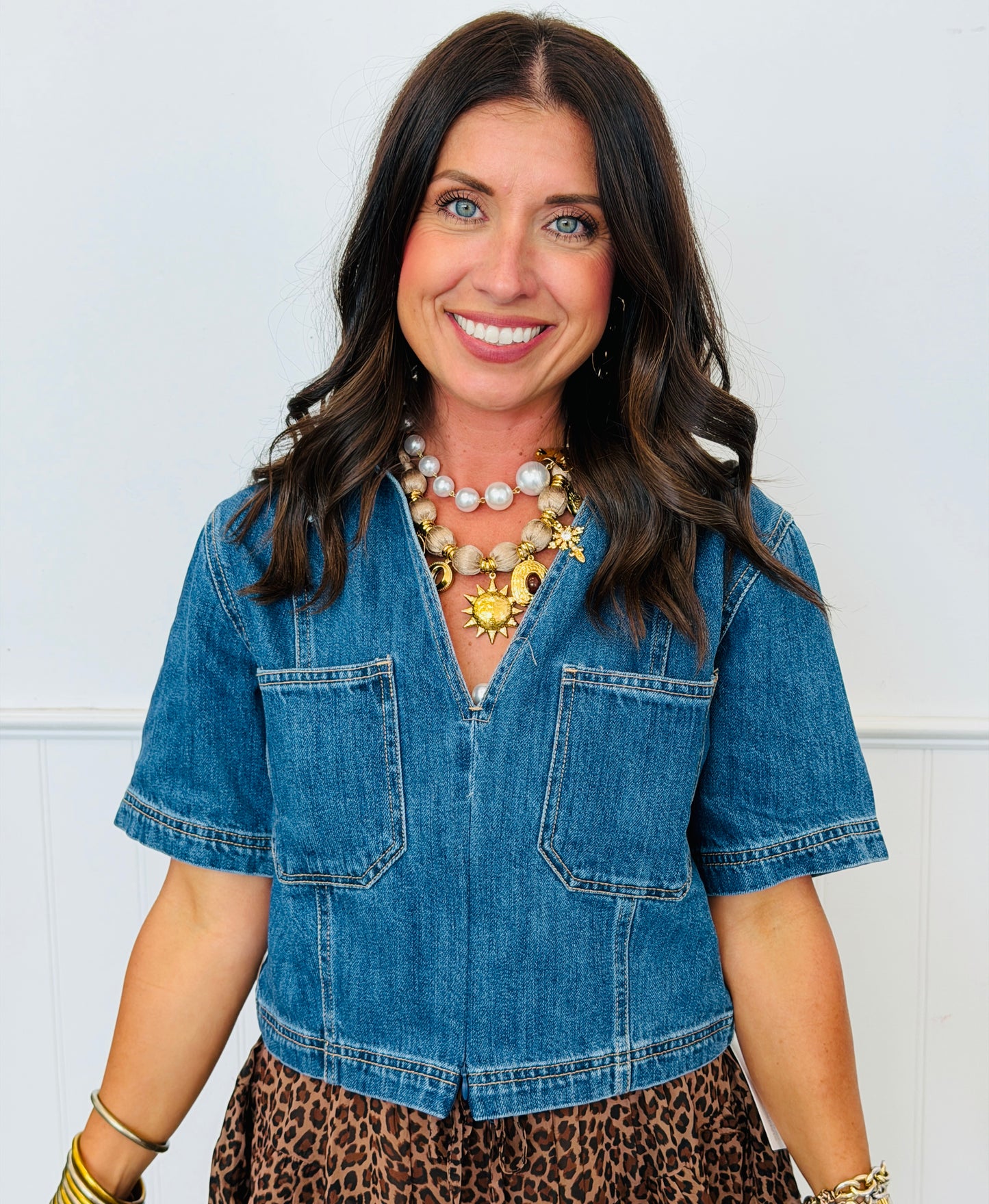 Risen Medium Denim Short Sleeve Top (Reg.)