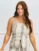 Snakeskin Print Button Up Sleeveless Blouse (Reg.)