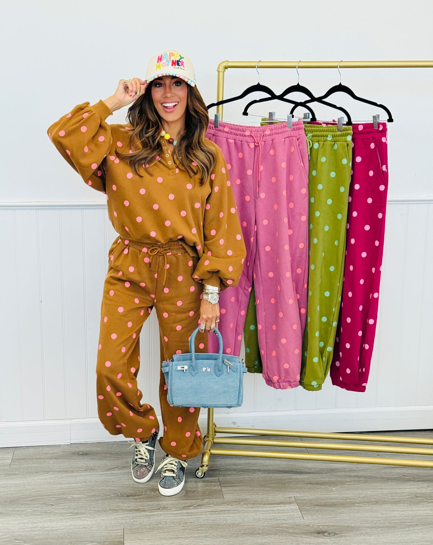Polka Dot Collared Sweatshirt (Reg.) - 4 Colors