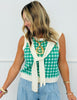 Green Gingham Faux Sweater Sleeveless Top (Reg.)