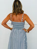 Denim/White Striped Bow Tie Maxi Dress (Reg. and Plus)