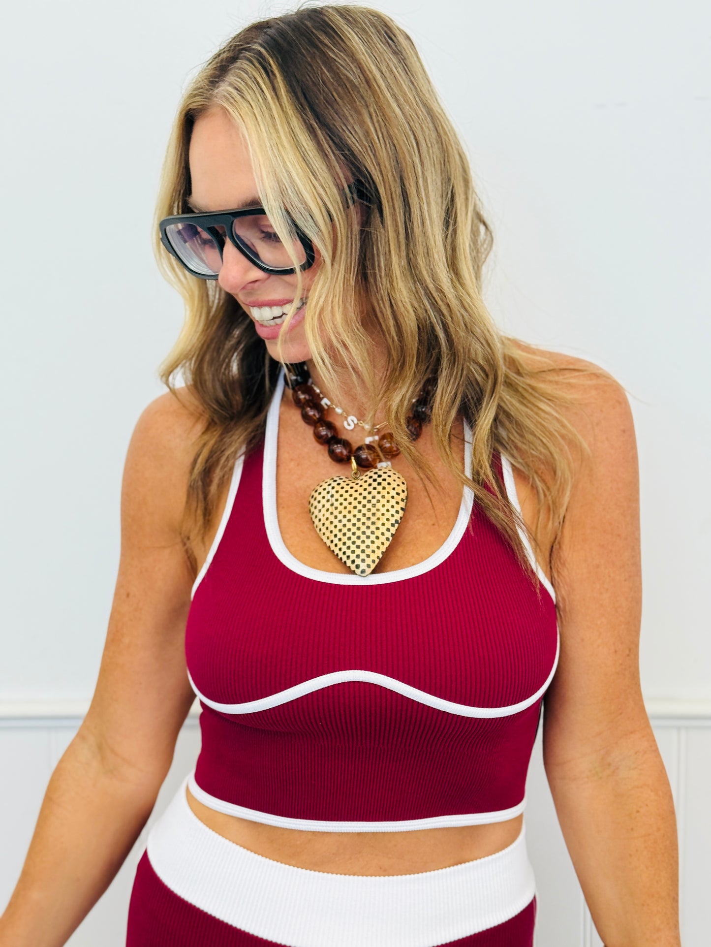 Contrast Piping Crop Tank Top & Pants Set (Reg.) - 2 Colors