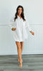 White Bubble Hem Mini Shirt Dress (Reg)