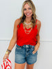 Red Striped Button Up Top (One Size)