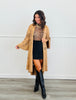 Camel Faux Suede Open Front Cardigan (Reg. and Plus)