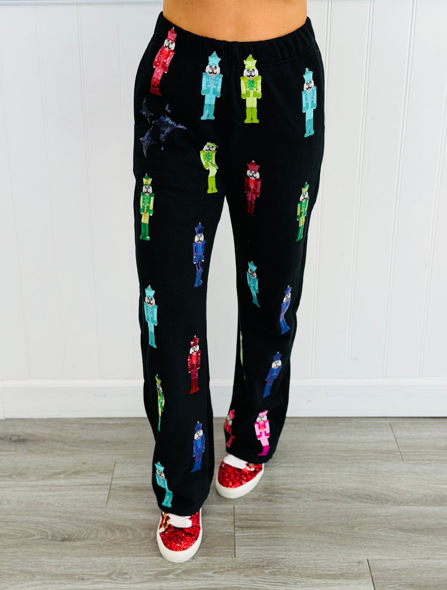 Queen Of Sparkles Black Multi Nutcracker Sparkle Sweat Pant (Reg. and Plus)