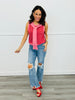 Pink/Red Gingham Faux Sweater Sleeveless Top (Reg.)