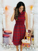 Red/Green Sleeveless Plaid Dress (Reg. and Plus)