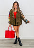 Olive Keep Smiling Multi Patch Jacket (Reg & Plus)