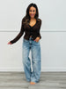 Flocked Leopard Mesh Lace Trim Top (Reg.)