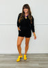 Black Half Zip LS Romper (Reg.)