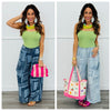 Denim Patchwork Paisley Print Pants (Reg.)-2 Colors