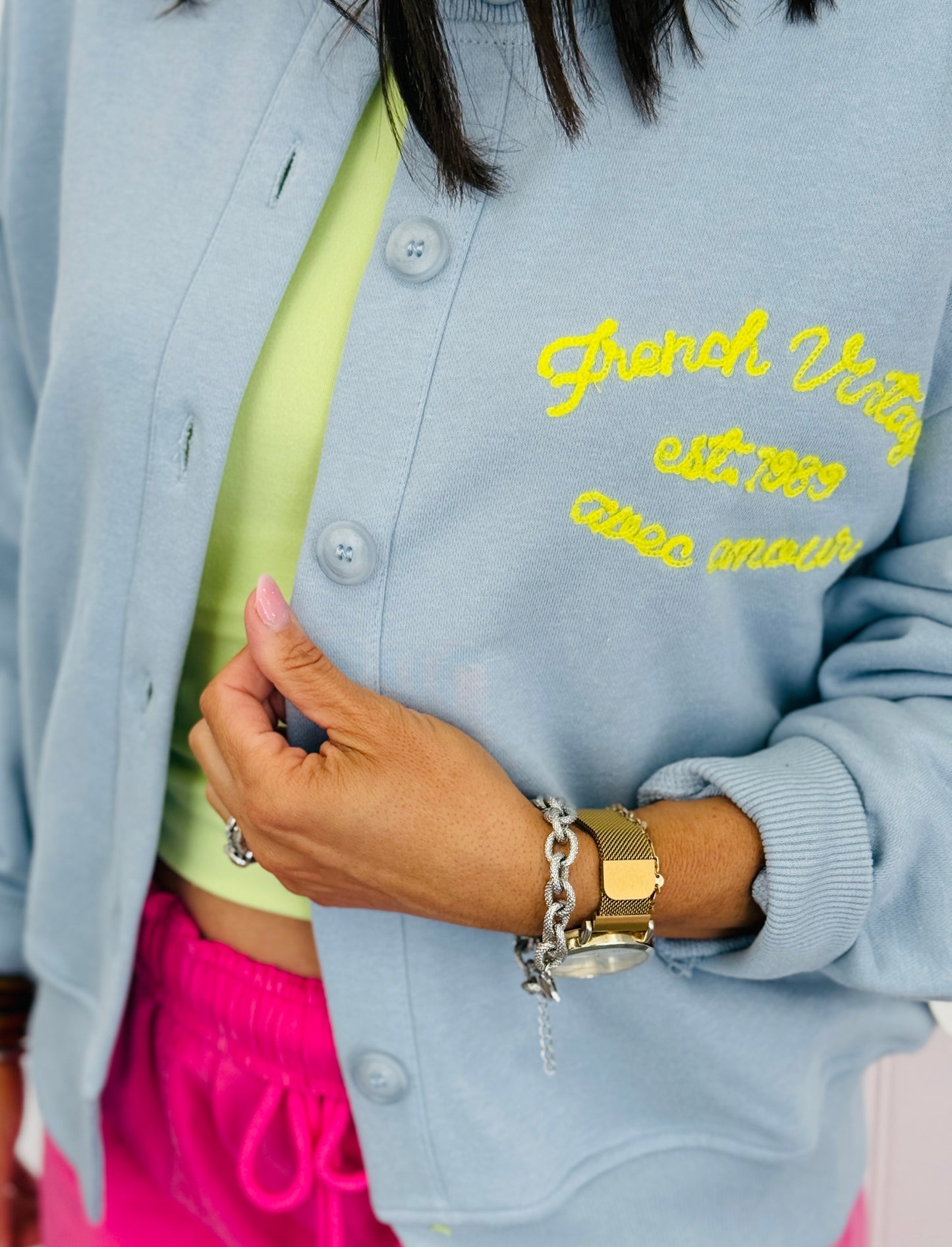 Cotton Blue French Vintage Cardigan (Reg.)