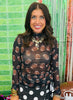 Football Print Mesh LS Blouse (Reg & Plus)