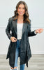 Belted Faux Leather Trench Coat (Reg)-3 Colors