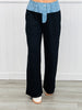Black Contrast Waist Wide-leg Pants (Reg & Plus)
