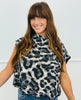 Leopard Print Mock Neck Bubble Blouse (Reg & Plus) - 2 Colors