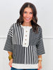 Black Mirror Image Striped  Blouse (Reg & Plus)