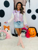 Purple Glitter Skeleton Sequin Sleeves LS Top (Reg. and Plus)
